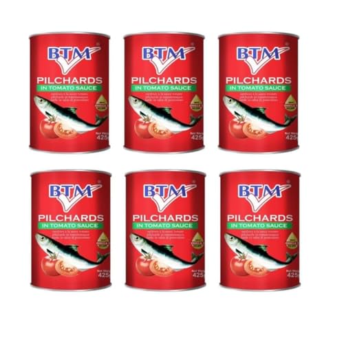 RYYN 6 BTTM Pilchards in Tomato Sauce 425g - High In Omega 3 Fatty Acids - Pilchards In Tomato Sauce (Pack of 6) (Pack 6)