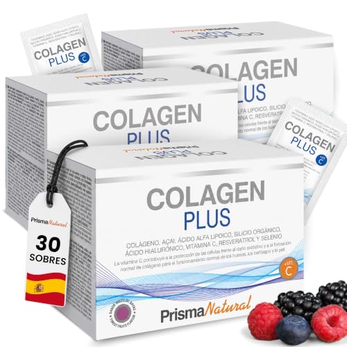Colágeno Hidrolizado 3 uds. 90 sobres- Colagen Plus Antiaging con Ácido Hialurónico, Silicio Orgánico y Antioxidantes – Apoyo a Piel, Cabello, Uñas y Articulaciones – Fórmula Antiedad - Prisma Natural