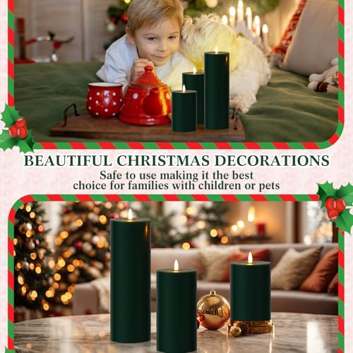 Image of 3 Pcs 6 /8 /12 inch Christmas Flameless LED Candles Battery Operated & Remote