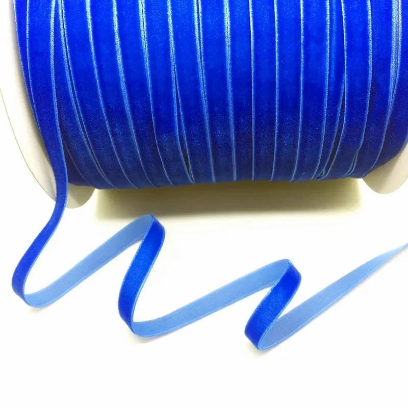 wstążka aksamitna, Zestaw wstążek aksamitnych wielokolorowych 5 jardów 10 mm do dekoracji DIY(Blue)
