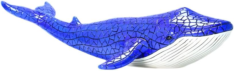 Barcino Designs Mosaic Blue Whale Figurine Ceramic & Resin Sculpture 20 cm / 7.8 in Home Decoration