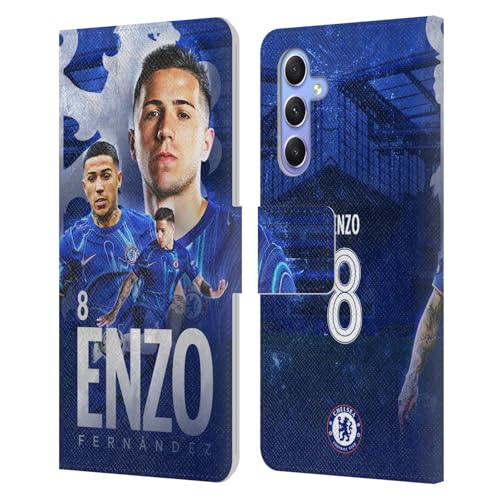 Coque Samsung A34 5G Chelsea FC Enzo Fernández Housse Cuir avec Support Vidéo Intégré