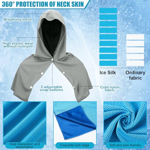 Image of Peryiter 2 Pack Mini Kids Cooling Hoodie Towels for Neck and Face Cooling Towels UPF 50 Sun Protection Lightweight Soft Breathable Neck Head Wraps Cold for Kids Exercise Activities Sport Workout