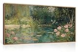 FWIEXA Monet Floral Framed Canvas Wall Art Set, Impressionist Botanical Garden Wall Decor, Vintage Ponds Tree...