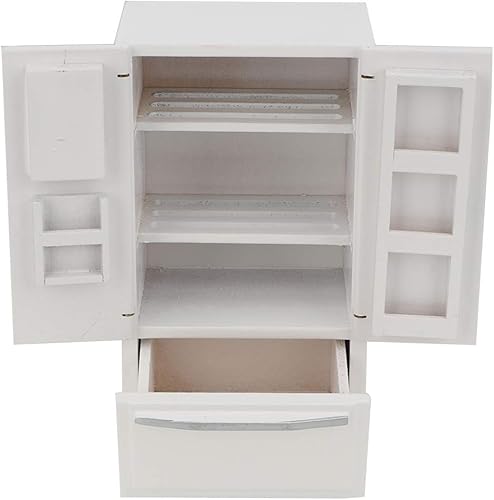 Miniatura 5 de Refrigerador de casa de muñecas en miniatura, modelo de refrigerador de madera 112, accesorios de decoración de muebles, mini modelo de escena del