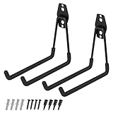 2 Pack Ladder Hook for Garage Organizer, Wall Mount Garage Hooks with Screws Included, Heavy Duty Ladder Hanger Holder Storage to Hang Ski Utility Hose Extension Cord Chair Bike Garden Tools