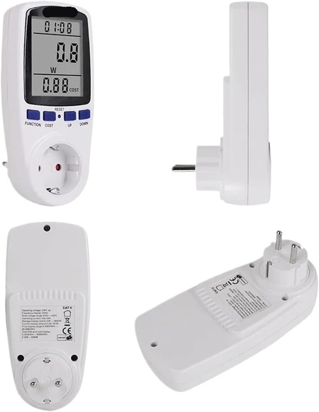 DDS108 Socket Digital Voltage Watt Meter Power Consumption Meter AC230V 120V(UK)