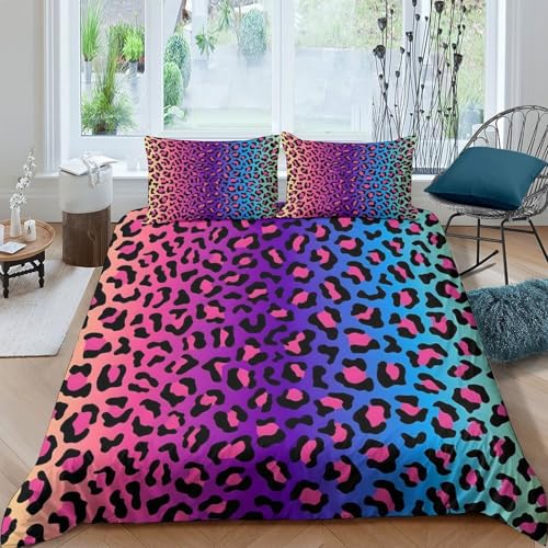 Housse de couette microfibre léopard 135x200 parure lit 3D doux - 4