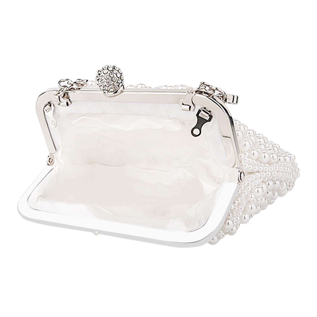 NICOLE & DORIS Women Handbags Diamond Round Clutch Pearl Bag Small Purse Cross Body Shoulder Bag Wedding Party Evening Chain Bag