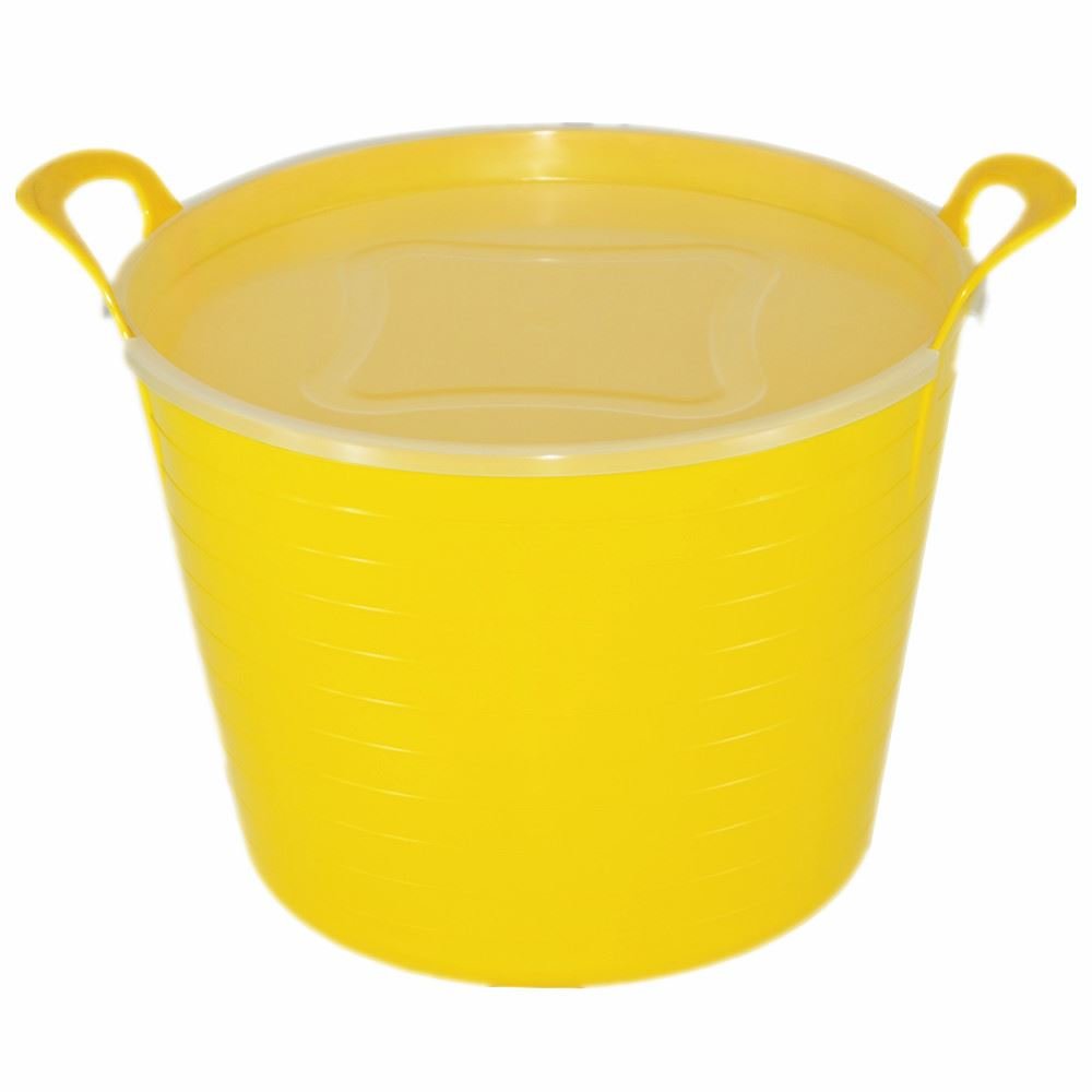 Ketoplastics Yellow 42L Flexi Tub With Lid, Trug, Feeding Bucket, Water Bucket, Garden, Flexible