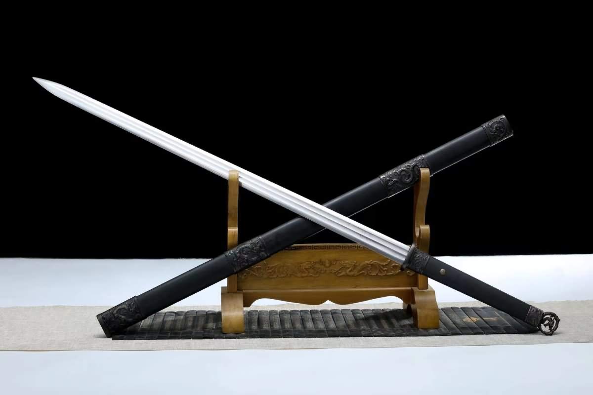 Buy Double bladed high Carbon Steel Blades,Black Wood Scabbard