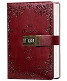 Lock Diary Leather Locking Journal Writing Notebook Vintage Lock Planner Agenda Personal Diary Wine Red