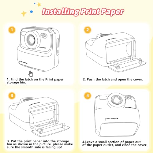 Kids Instant Digital Cameras for Boys and Girls, 1080P HD Dual-Lens Selfie Digital Camera with Print Paper & TF Card, Christmas Birthday Gifts Toys for Toddler and Teenagers Age 3-16 Years Old - image 8