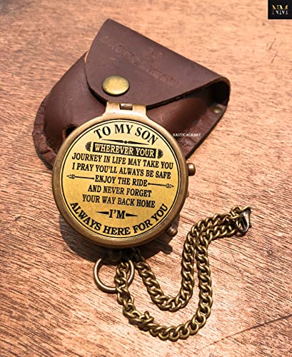 Brújula de bolsillo grabable en latón, regalo para hijo - regalo de graduación y cumpleaños miniatura 7