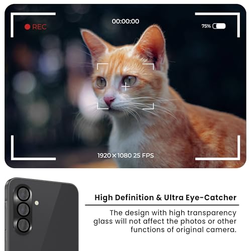 Image of FIRST MART Black Camera Ring Guard Protector for Samsung Galaxy A36 and Samsung A56 | Tempered Glass with Metal Alloy Rings, HD Clear, Scratch Resistant, Case-Friendly | Pack of 1
