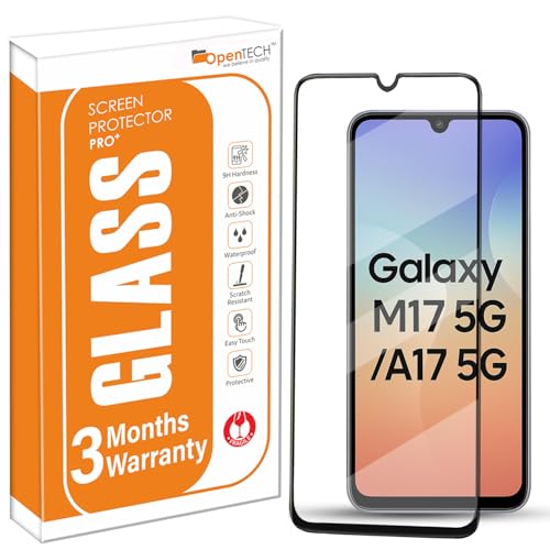 Image of OpenTech Military-Grade Tempered Glass Screen Protector Compatible for Samsung Galaxy M17 5G / Samsung Galaxy F17 5G / Samsung Galaxy A17 5G with Edge to Edge Coverage and Easy Installation kit