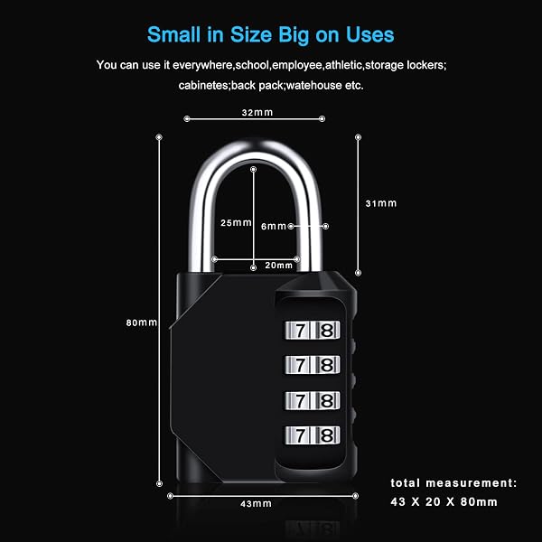 Diyife Diyife Combination Padlock, [2 Pack] 4 Digit Locker Lock Weatherproof Lock Outdoor Combination Lock for School Gym Locker,Toolbox, Fence, Gate, Hasp, Cabinet(Black & Green) in use