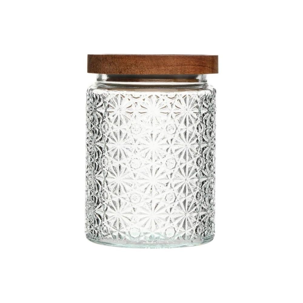 Zyyanshop One Color Butter Dish Glass Butter Dish Cubic Floral Wooden Lid For Kitchen Jar For Storing Coffee Beans