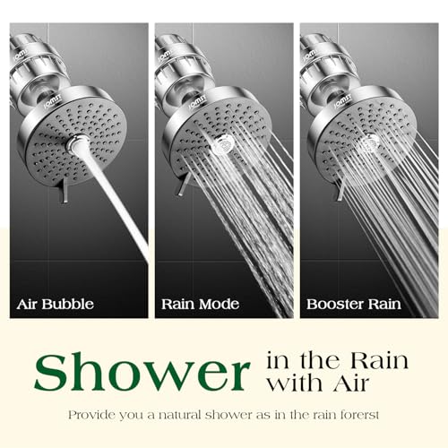 Image of Filtered Shower Head COMBO - for Healthier Skin & Hair | 3 Mode High Pressure Shower Heads with 25-Stage Filtration | Removes 99.947% Chlorine & Heavy Metals | Shower Head with Filters - Chrome