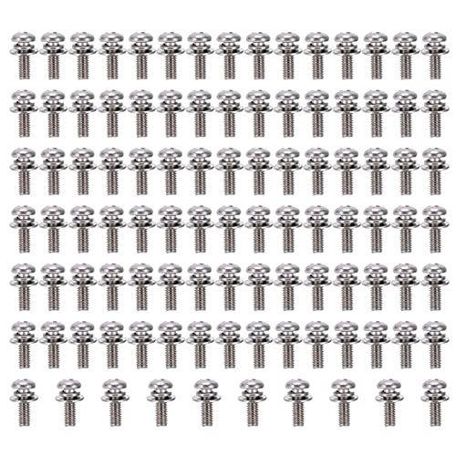 Tornillos de cabeza cruzada M4 de acero inoxidable 304, 100 unidades con arandelas planas - Alta resistencia anticorrosión, acabado pulido ideal para bricolaje y reparaciones