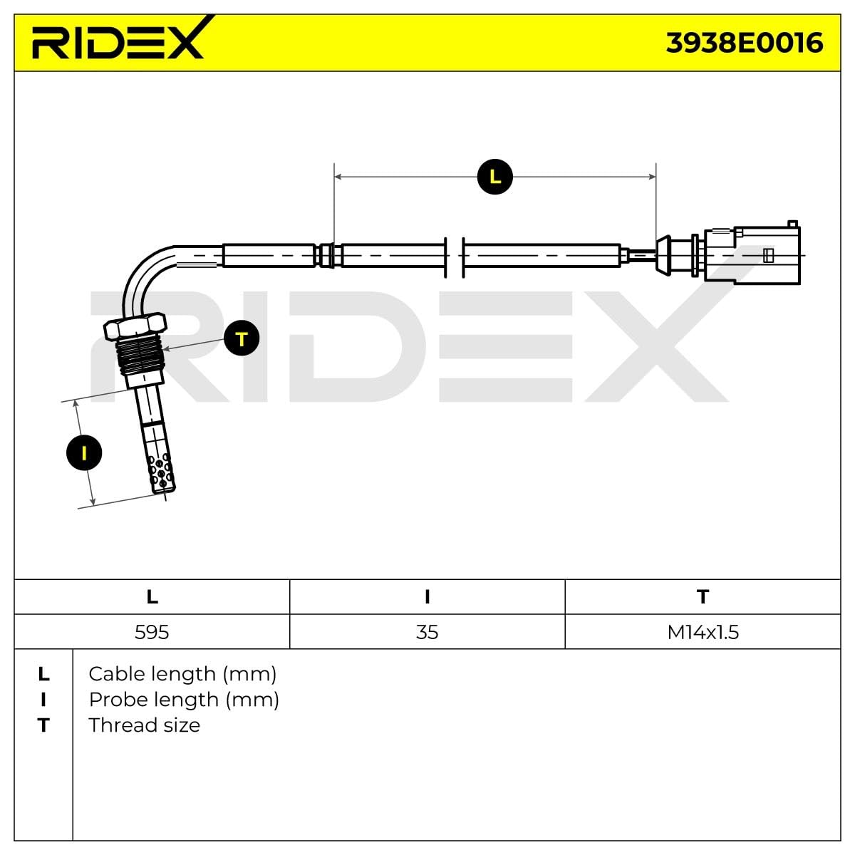 RIDEX 3938E0016 Palpeur de température des gaz Compatible avec VW Golf 6 3/5 portes 5K1