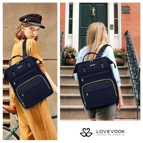Image of LOVEVOOK Laptop Backpack for Women,15.6 Inch Professional Womens Travel Backpack Purse Computer Laptop Bag Nurse Teacher Backpack,Waterproof College Work Bags Carry on Back Pack with USB Port