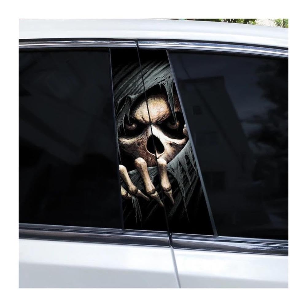 Decorative Items 2pcs Car B-Pillar Decals Horror Skull DIY Car Door Pillar Decoration Stickers(Type A)
