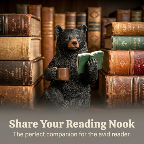 Figura de oso negro leyendo libro decoración rústica miniatura 6