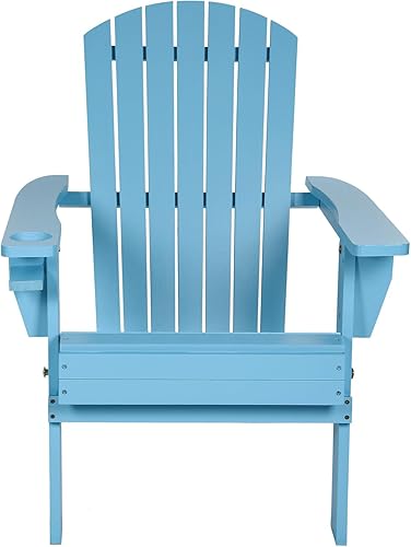 Miniatura 7 de Sillas plegables Adirondack, sillas de césped de madera para exteriores con soporte para tazas, silla de patio para jardín, patio, piscina, patio