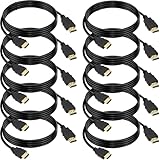 HDMI Cable 6 FT 10-Pack, 4K HDMI Computer Cable 6FT, Shielded HDMI 2.0 CL3 Rated Cord for Smart Monitor with Streaming TV, 4K, 1080P@144Hz,ARC & CL3 Rated for Laptop, Monitor, PS5, PS4, Xbox, Soundbar
