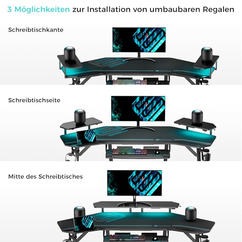 EUREKA ERGONOMIC Gaming Tisch mit LED