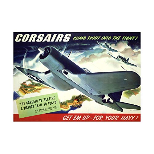 Wee Blue Coo Wwii War Corsair Navy Plane New Wood Frame Picture Gift Wall Art Print