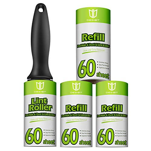 Degbit Lint Rollers for Pet Hair, [Extra Sticky] Pet Hair Remover, Lint Remover [240 Sheets/4 Refills], Lint Roller Set Brush for Dog Cat Hair Removal, Clothes, Furniture, Laundry