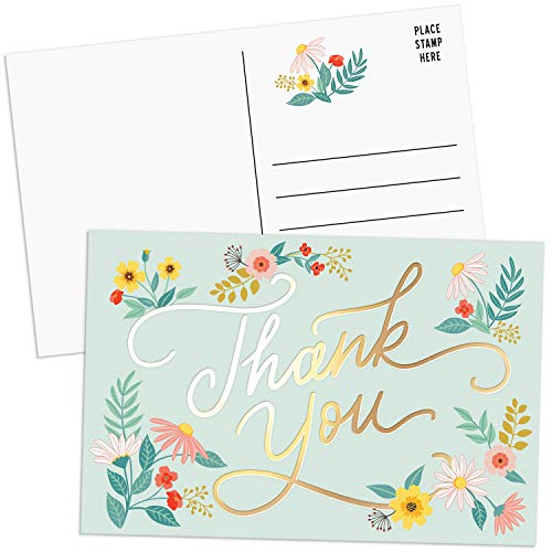 Sweetzer & Orange Thank You Postcards Pack (60 Post Cards) 4x6 Postcards for Kids and Adults. Mint Thankyou Cards with Gold Foil. Thanks Gratitude Cards, 300gsm Note Cards. Blank Thank You Cards.