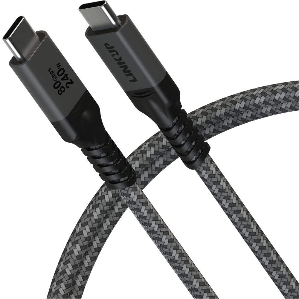 LINKUP – USB 4 Ver.2 Kabel 80 Gbps (120 cm Grau) Kompatibel mit Thunderbolt 5/4/3, 240 W PD-Ladung, 16K/8K-Displays, USB-C High-Speed-Kabel für MacBook, iPad Pro, iPhone 15/16, Samsung Galaxy und mehr