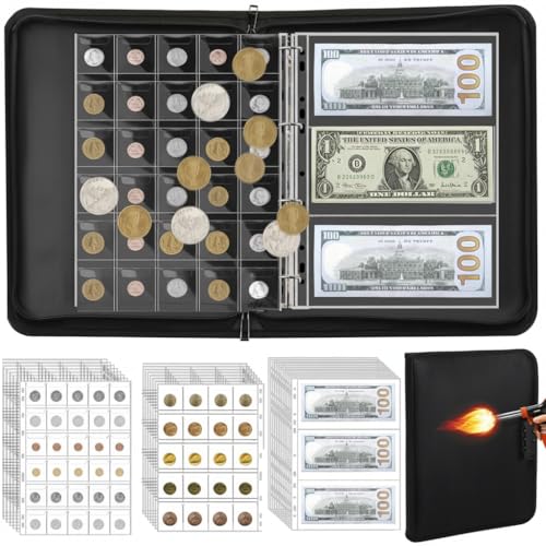 Álbum para colección de monedas y billetes con 336 bolsillos miniatura 1