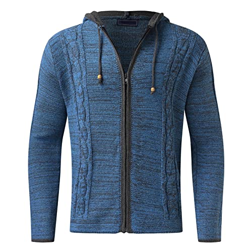 Manteau tricoté pour homme veste longue à carreaux bleu chic automne