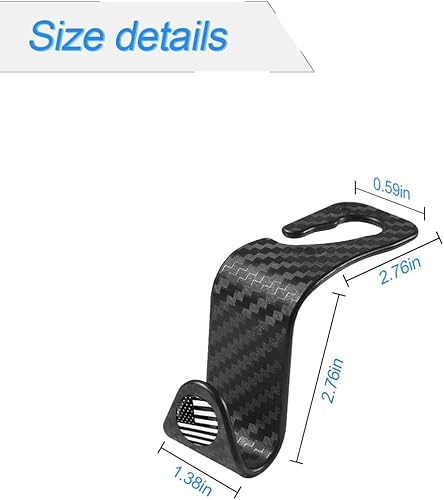 Miniatura 43 de Ganchos para reposacabezas de asiento trasero de automóvil, paquete de 4 ganchos negros elegantes para asiento trasero de automóvil, bolso, ropa