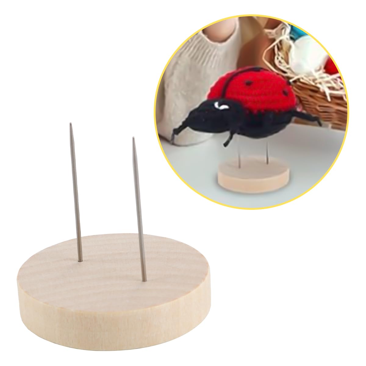 Supporto per bambola all'uncinetto in legno con perni metallo, esposizione amigurumi 10 pezzi