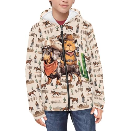 Boys Zip Up Hoodies Western Long Sleeve Hooded Sweatshirts 6-16 Horse Aesthetic Zip Up Sweatshirts3