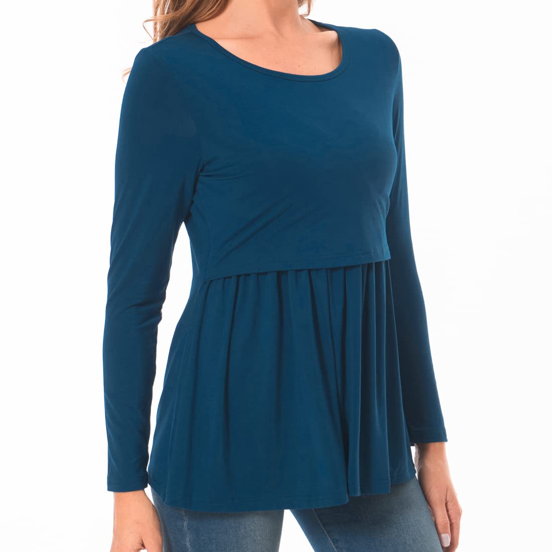 Bearsland Women's Nursing Tops Short Sleeve Scoop Neck Breastfeeding Shirt Maternity Clothes — view 3