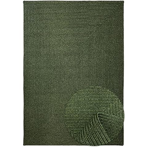 TESSO LIVING Outdoor & Indoor Teppich - Umkehrbar - Flachgewebe Sisaloptik - Wetterfest - Wohnzimmer Balkon Küche - Handgearbeitet - Modernes Boho Jute Stil - Grün - 200cm x 300cm Cover