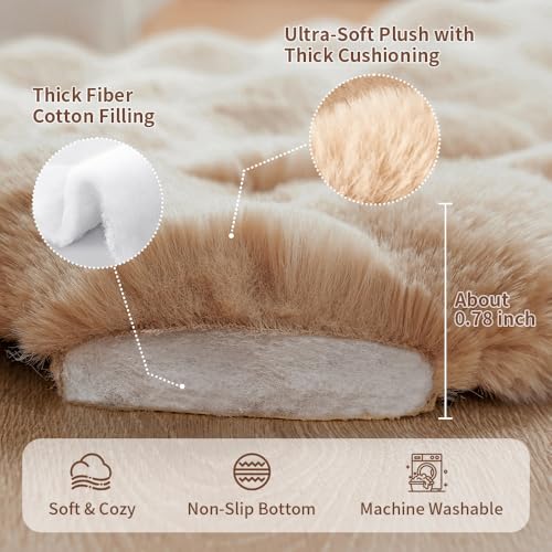 SOMAHE Soft Plush Cat Bed Mat, Machine Washable, Small 23x15 Latte Coffee | Machine Washable + Non-Slip Paw Bottom: soft cat mat stays fluffy and steadier on floors, couches, and cat trees. - Image 6