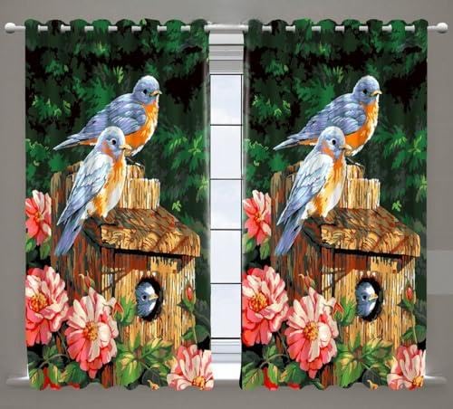 Image of KALIYO Kids Cartoon Printed Light Filtering Curtain for Bedroom | Pack of 1 Door and Window Curtain | Bird & Animal Theme Polyester Curtain (8 Feet)