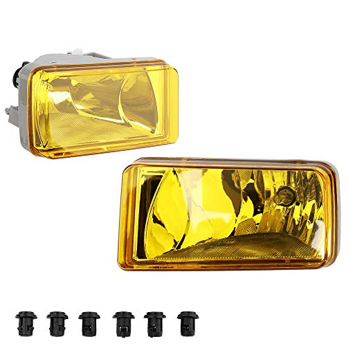 IRONTEK Amber Lens Bumper Fog Lights Assembly Fits 2007-2014 for Chevy Silverado, 2007-2008 Cadillac Escalade, 2007-2014 GMC Sierra 1 Set Driving Fog Lamps Fog Light Housing Assembly