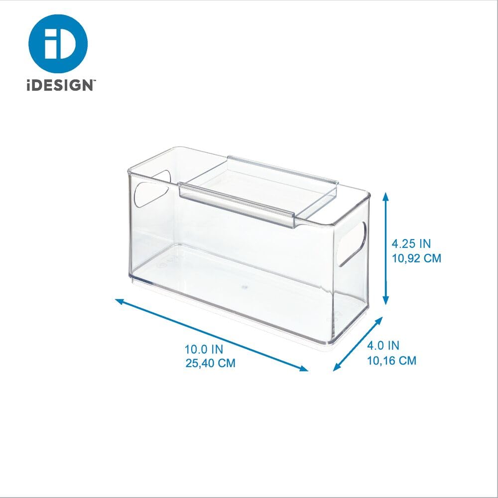 iDesign przezroczysty organizer z tworzywa sztucznego z recyklingu z wysuwaną tacą, 25 x 10 x 10,9 cm