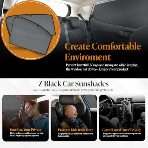 Image of Autofact Car Sunshades for Toyota Innova Crysta (2016 to 2024), UV Protection, Useful Car Accessories, Custom fit Sun Shades for Side Windows, Set of 6