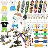 Shappy 75 Pcs Mini Finger Toy Set, Finger Skateboard, Mini Swing Board, Finger Tops, Finger Pant, Knee Pads, Shoes, Clothes, Barricade Tool Accessories Christmas Birthday Gift