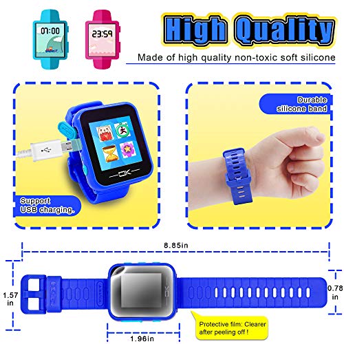 Pussan Kids Smart Watch for Boys Kids Toddler Watch Toys for 3-10 Year Old Boys Kids Smartwatch Multi-Function Game Watch with Camera USB Charging Best Toy Christmas Birthday Gifts for Kids Dark Blue - Thumbnail 3