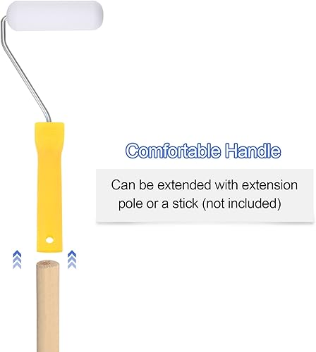 Miniatura 5 de HARFINGTON 50 unids 4 pulgadas esponja pequeño rodillo de pintura cepillo con mango de 10 pulgadas longitud casa pintura suministros herramientas de